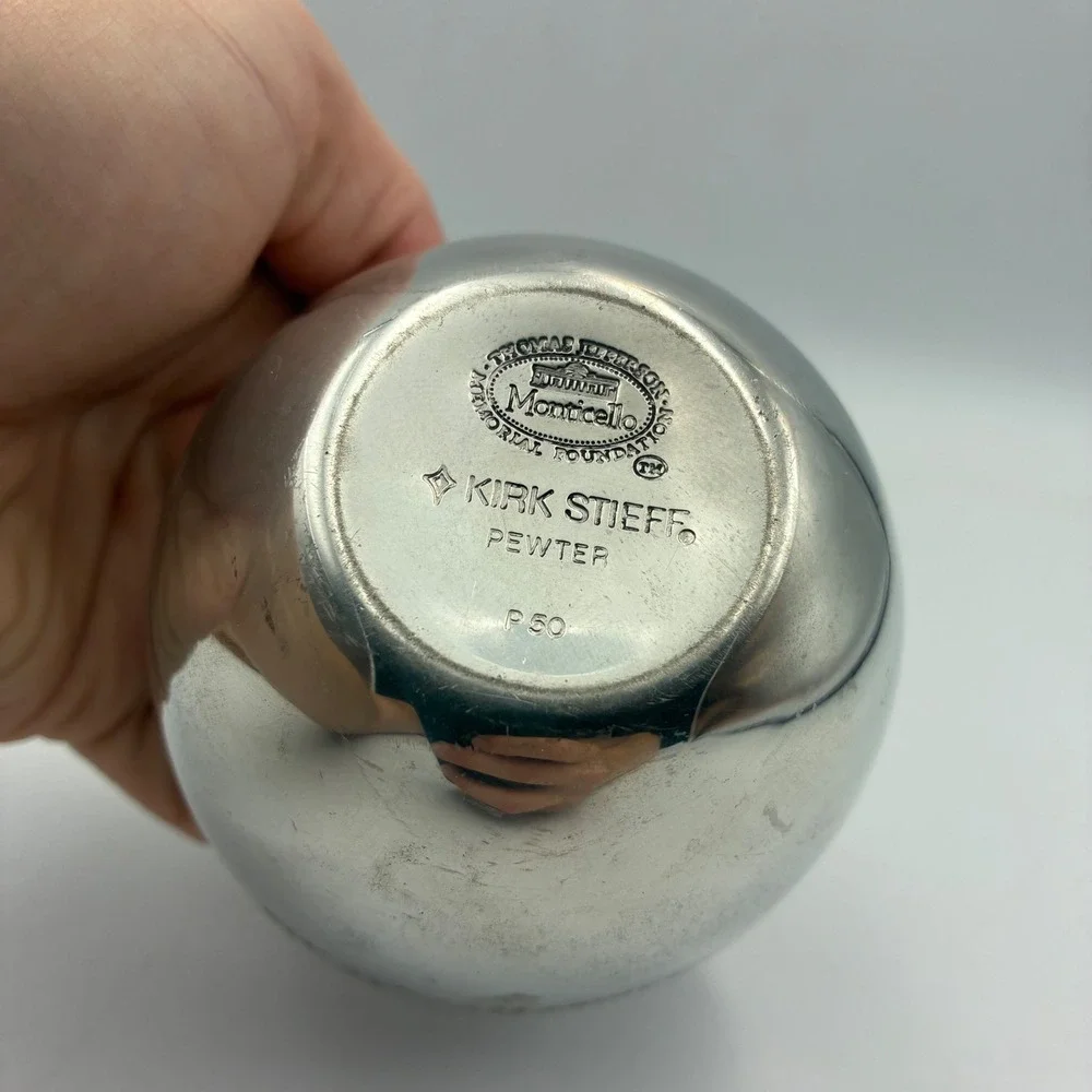 Kirk Stieff Pewter Monticello Jefferson Cup P50 Monogram O Silver Tone 2.5in